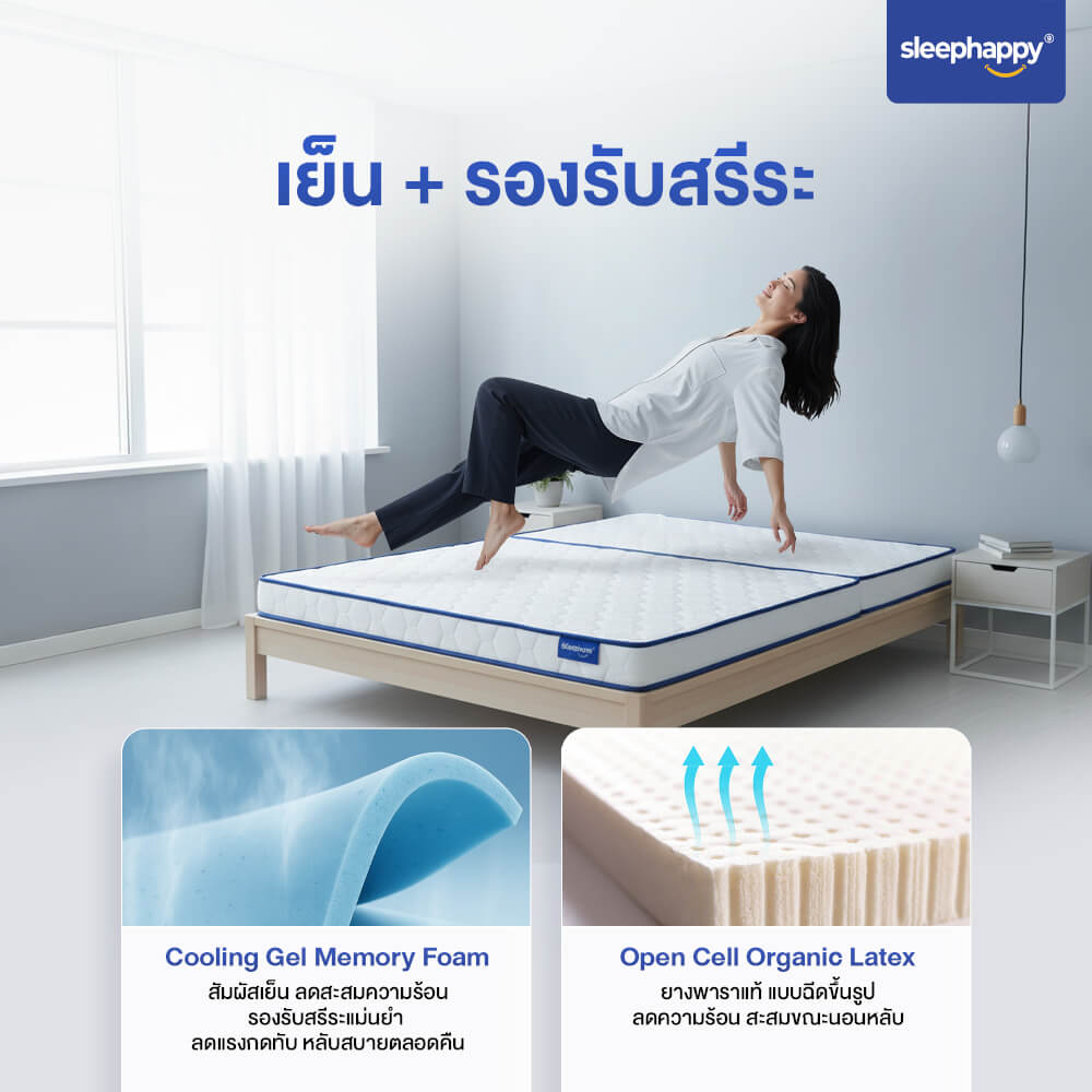 ที่นอน 3 พับ 3.5 ฟุต SLEEPHAPPY COOLING MEMORY FOAM